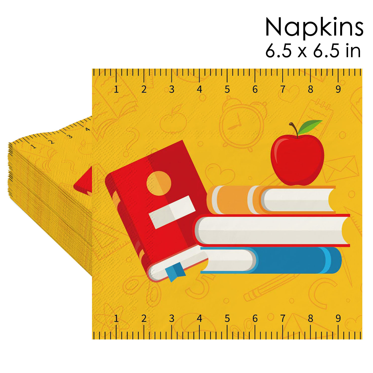 Back to School Books Apple Ruler Napkins