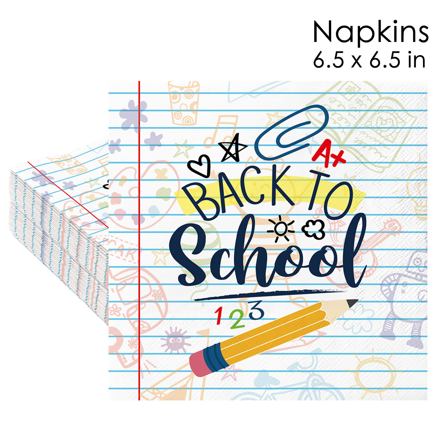 Back to School Notebook Pencil Napkins