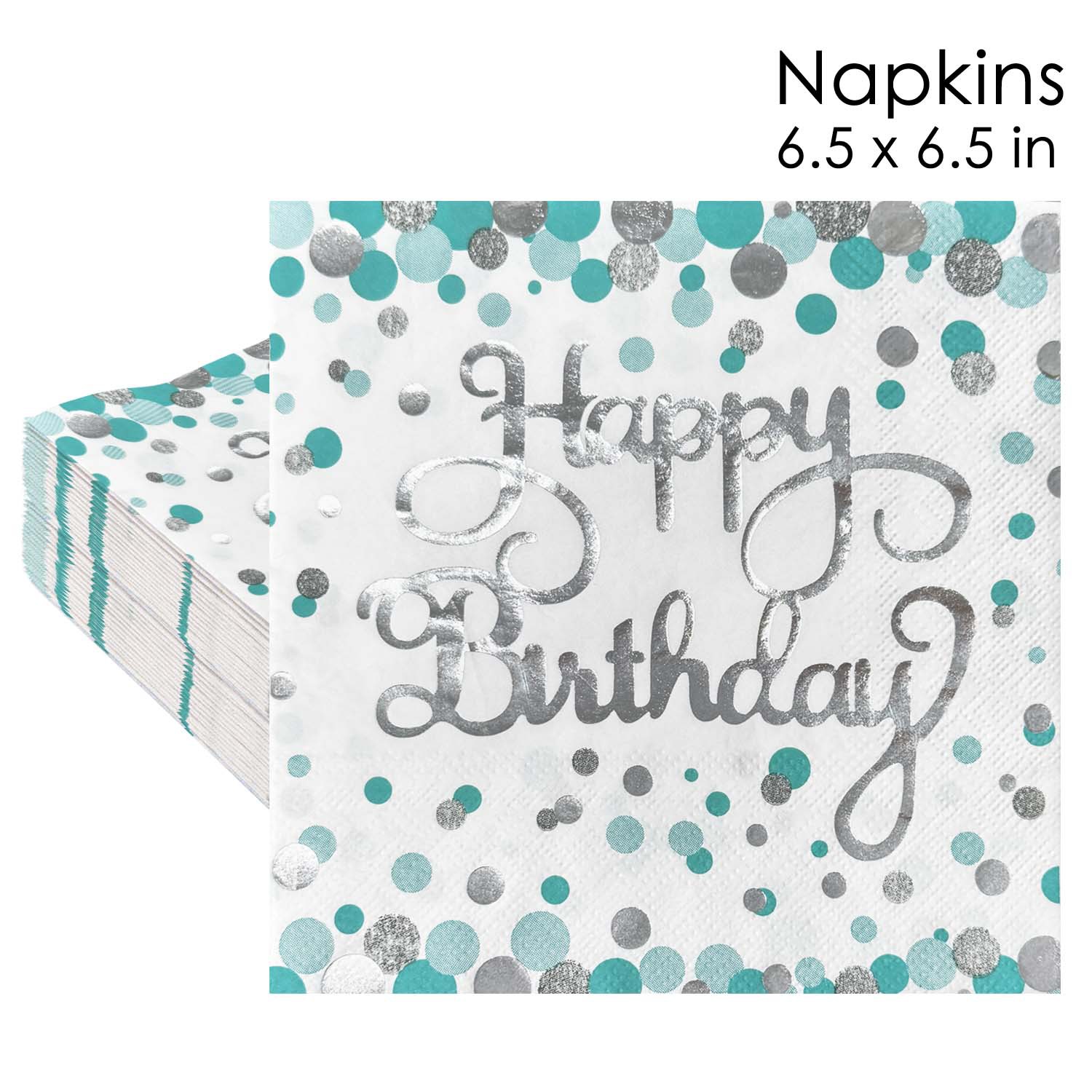 Teal Birthday Confetti Napkins
