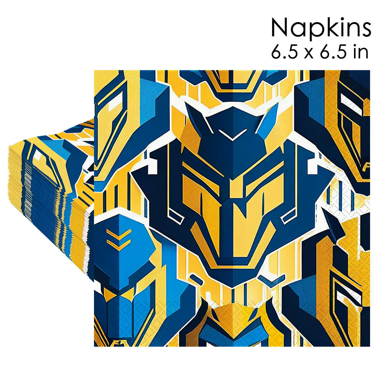Blue Gold Geometric Robot Napkins