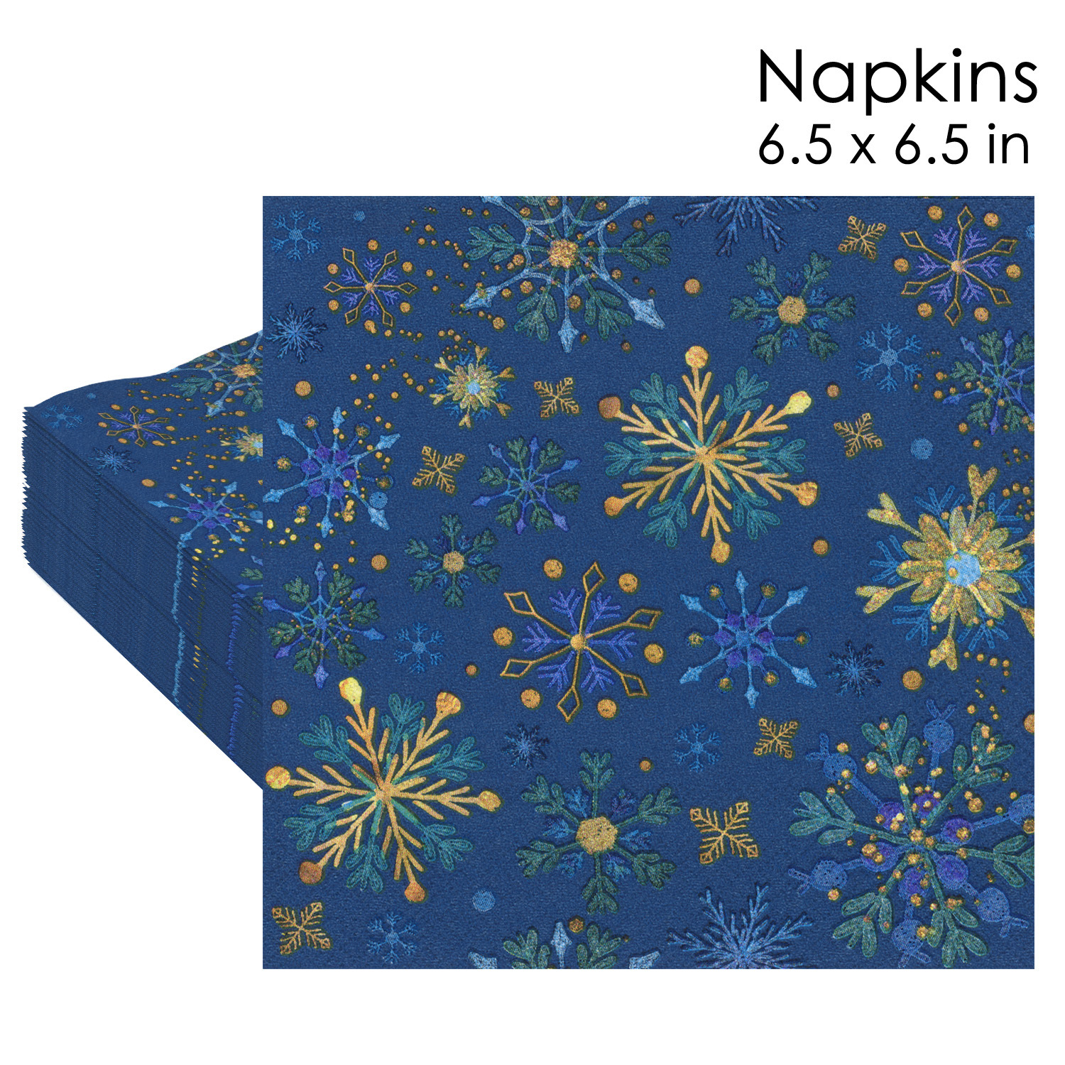 Blue Gold Snowflake Napkins