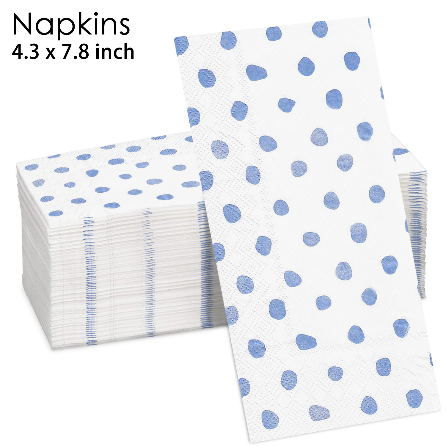 Blue Polka Dot White Napkins
