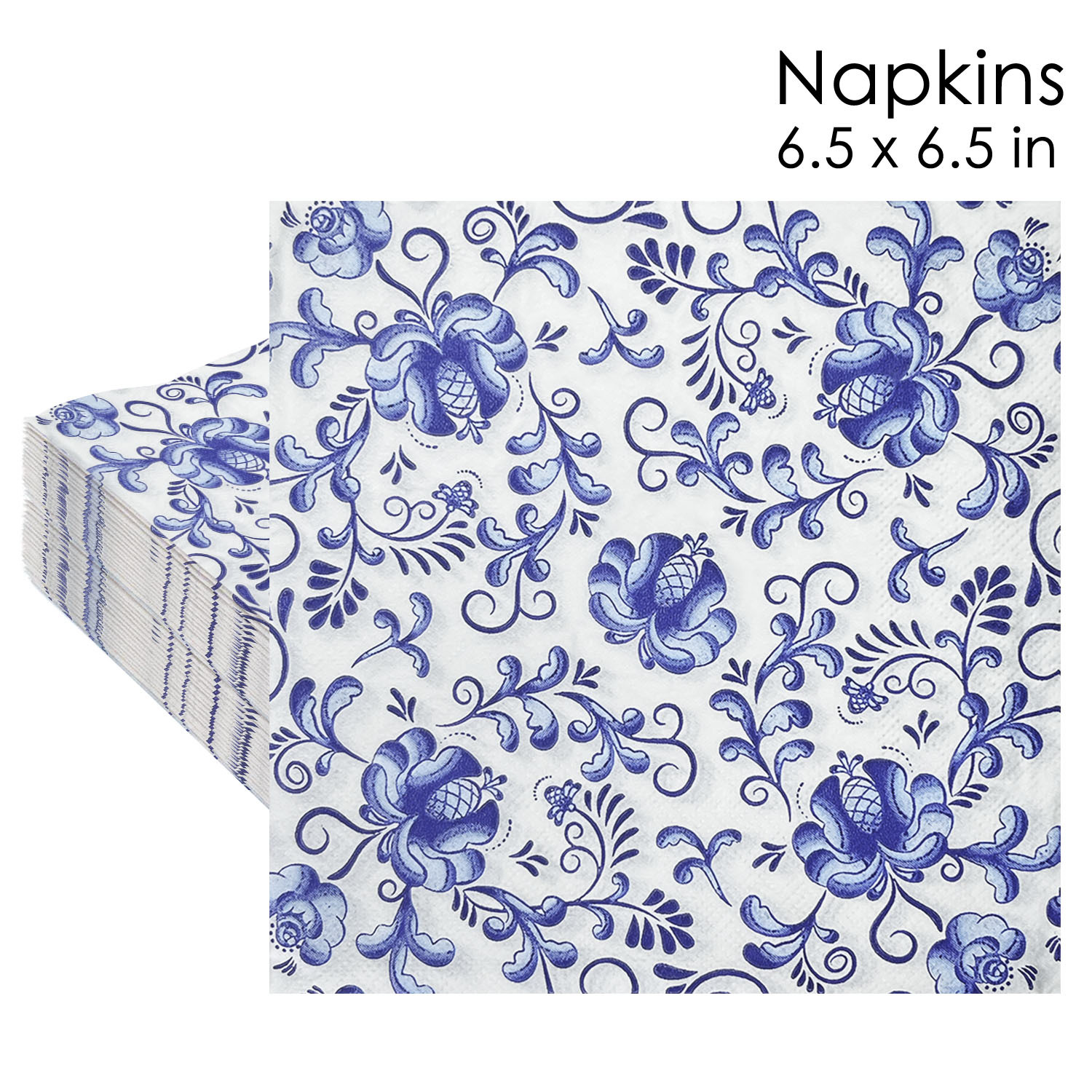 Blue White Delft Porcelain Floral Napkins
