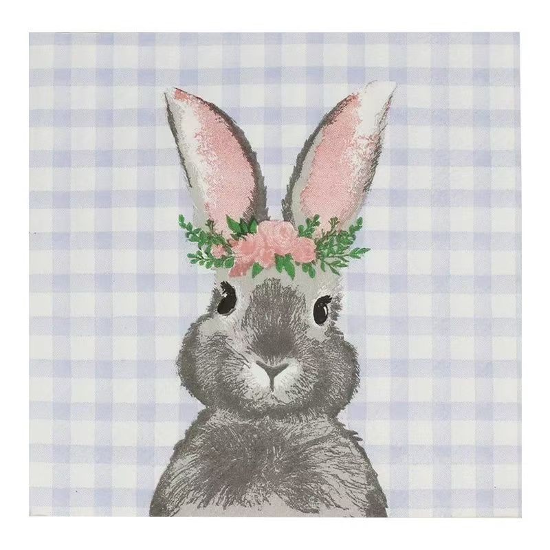 Bunny Gingham Floral Crown Napkins