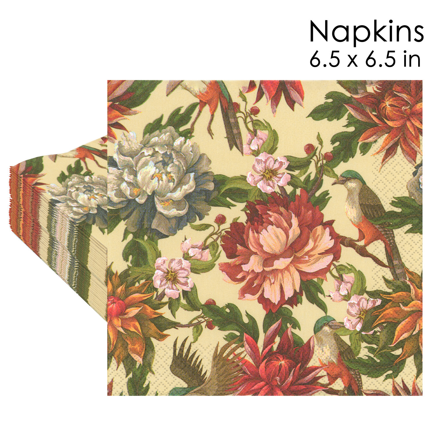 Chinoiserie Birds Floral Cream Napkins