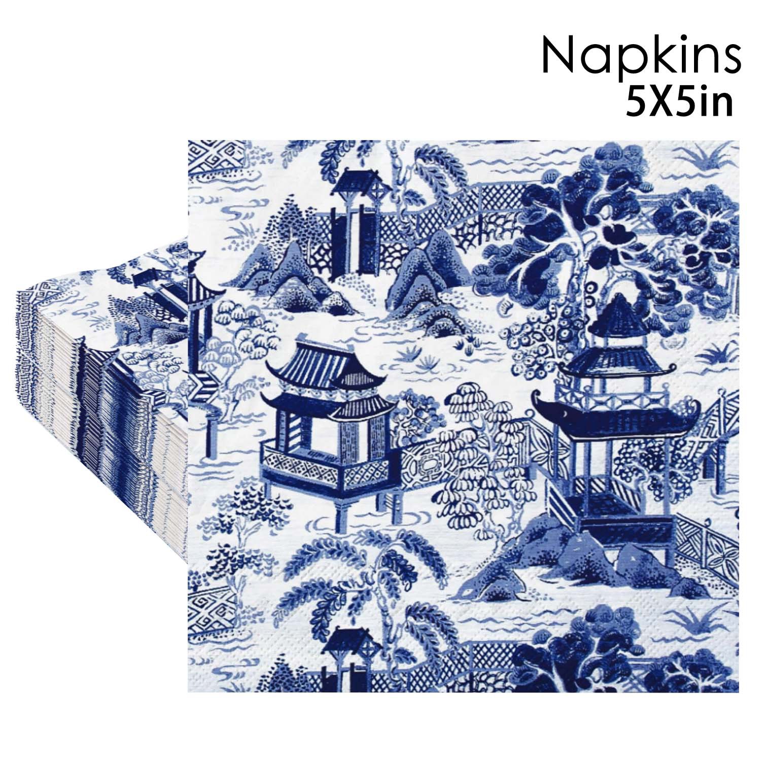 Chinoiserie Blue Pagoda Napkins