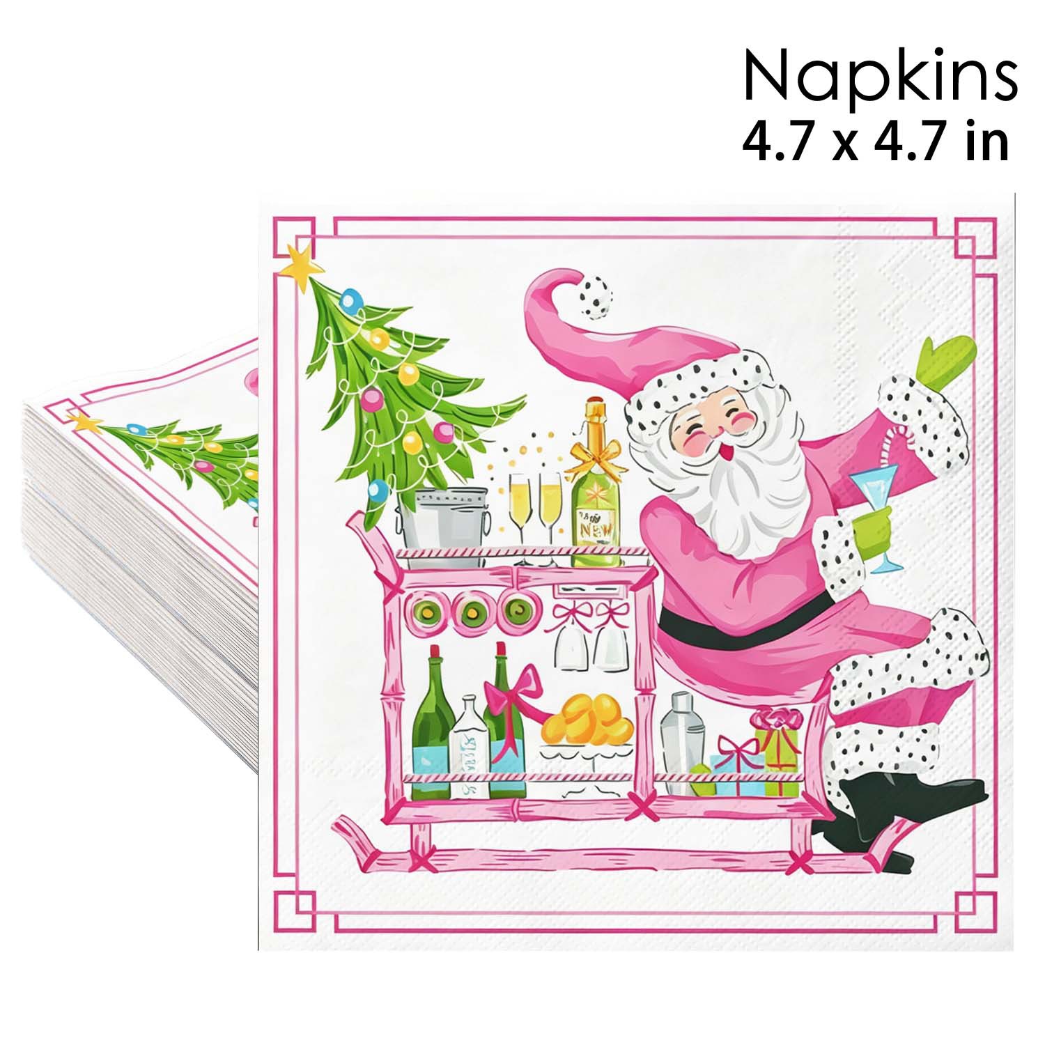 Pink Santa Sleigh Christmas Napkins