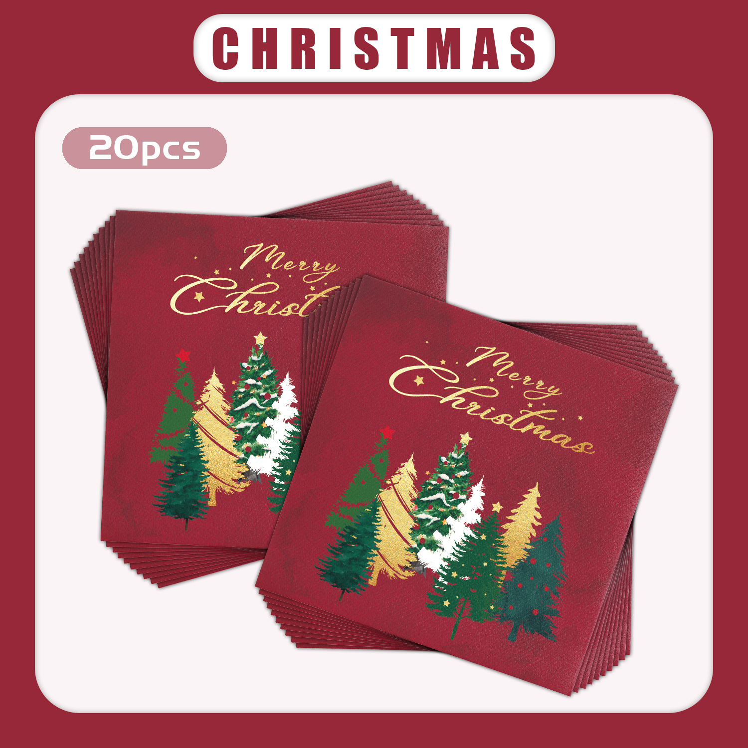 Red & Gold Christmas Tree Napkins