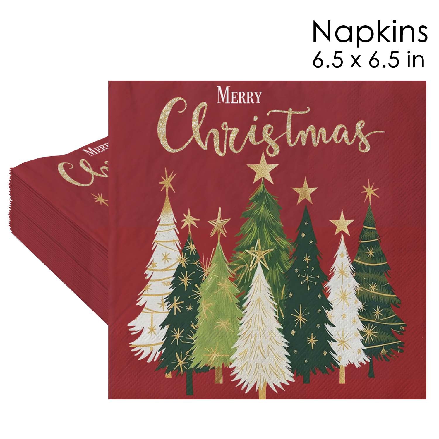 Christmas Trees Red Background Napkins