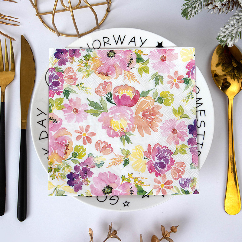 Colorful Watercolor Floral Napkins