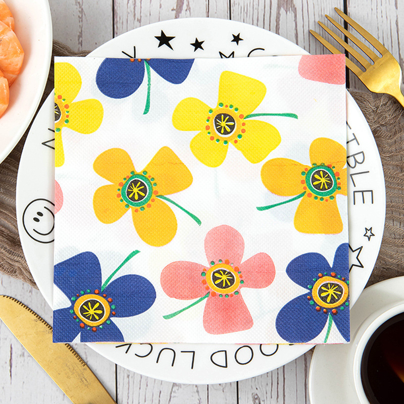Daisy Yellow Pink Blue Napkins