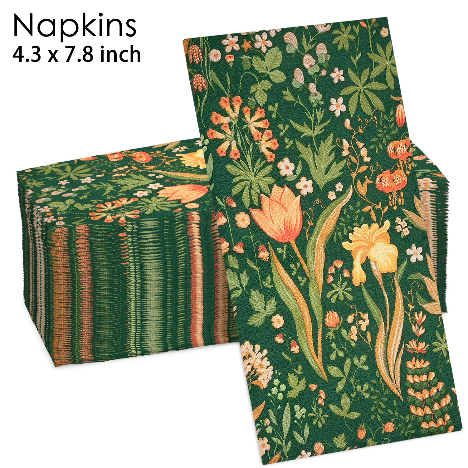 Dark Green Wildflower Tulip Napkins
