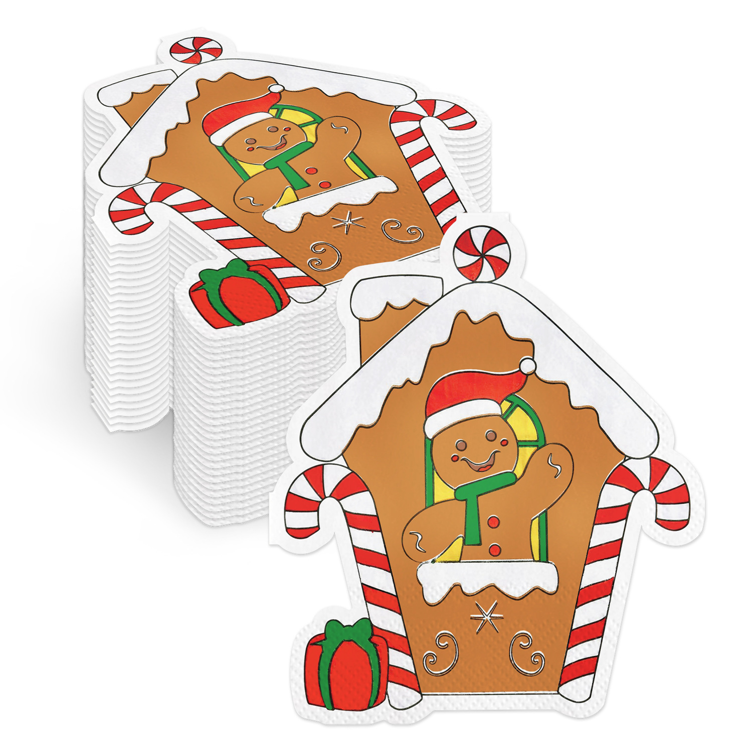 Die-Cut Gingerbread House Napkins