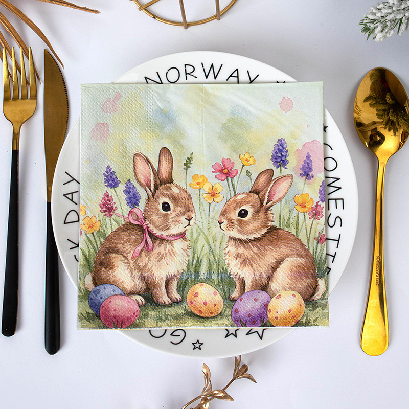 Easter Bunnies Spring Flowers Napkins
