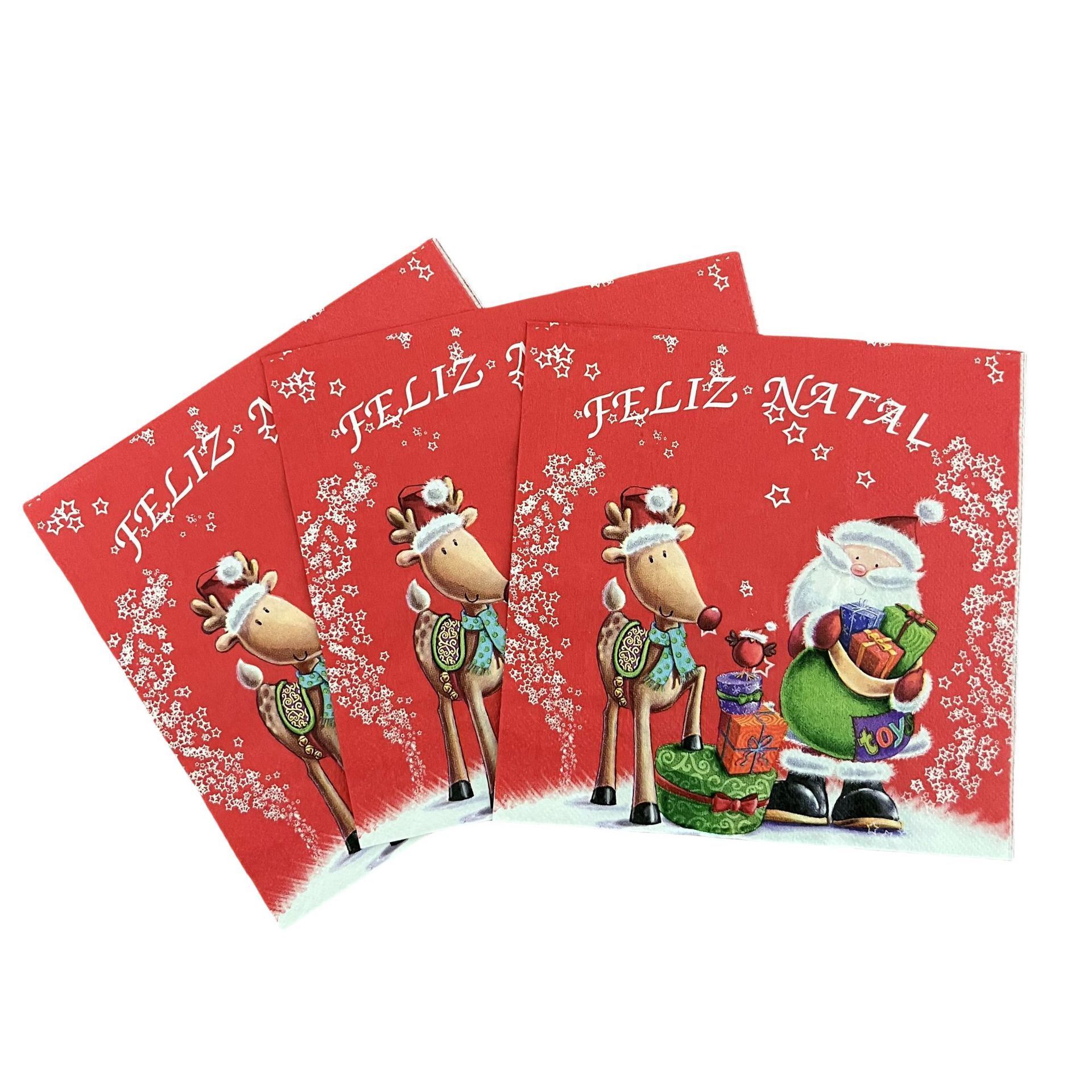 Feliz Natal Santa & Reindeer Napkins