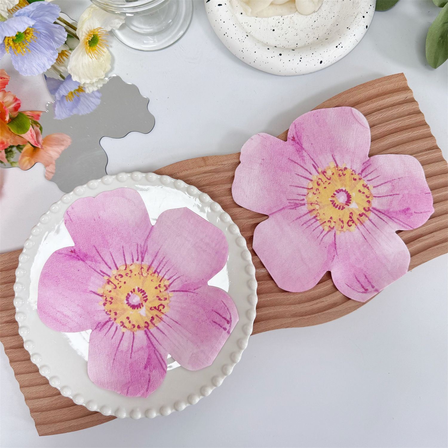 Flower Shaped Pink Blossom Napkins