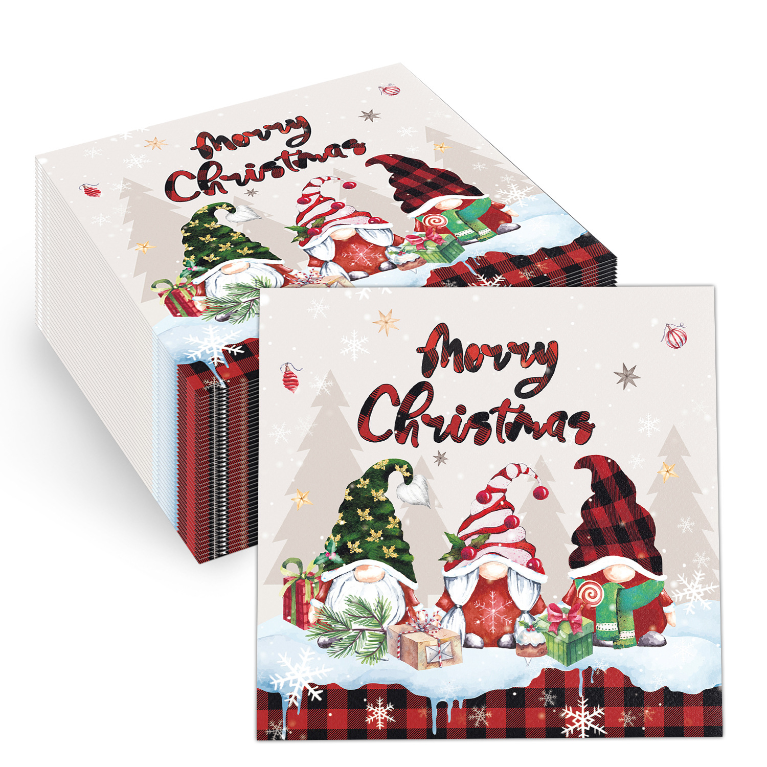 Gnomes Merry Christmas Napkins