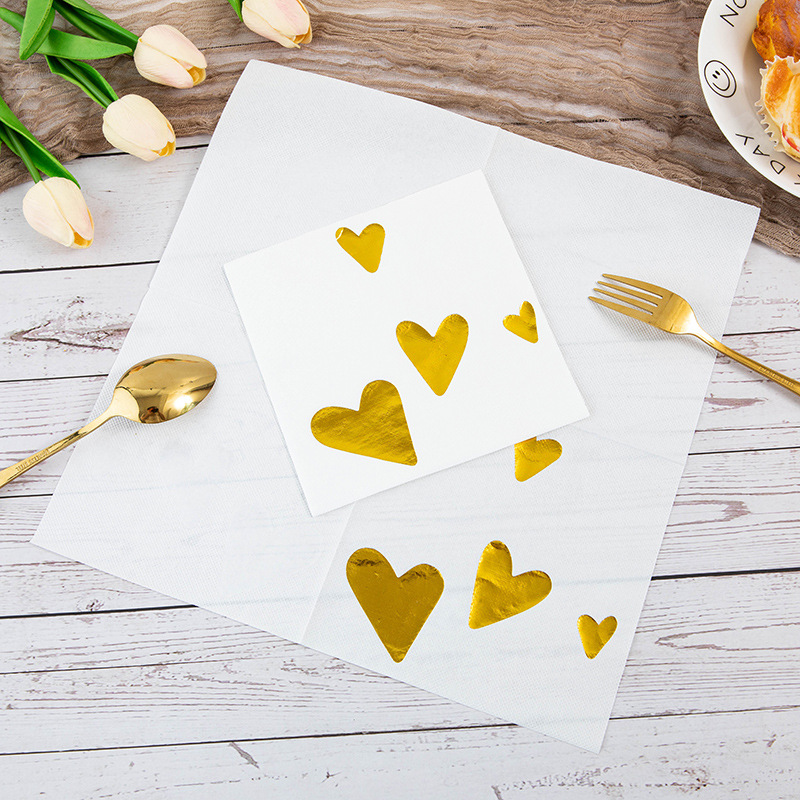 Gold Foil Heart Napkins