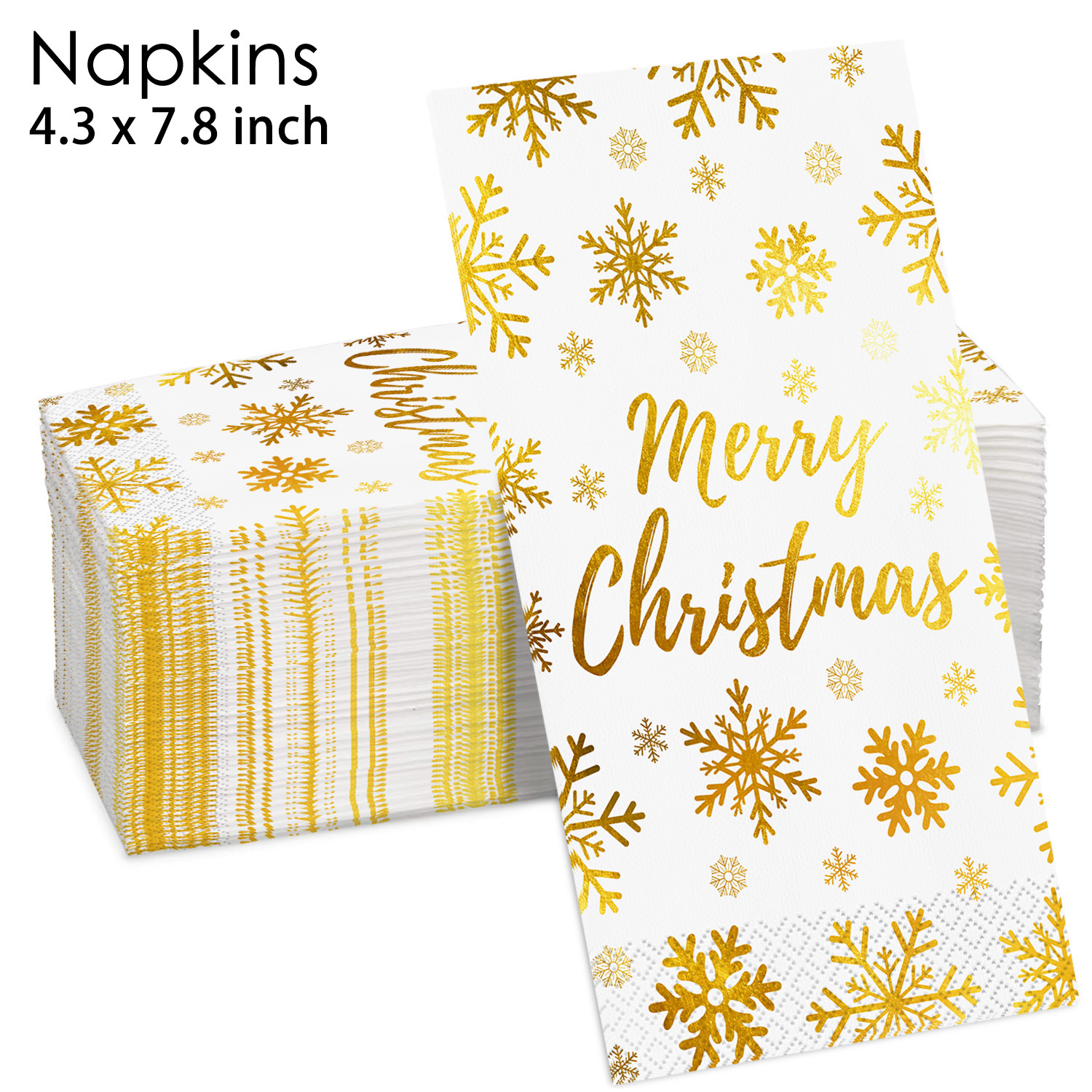 Gold Snowflake Merry Xmas Napkins