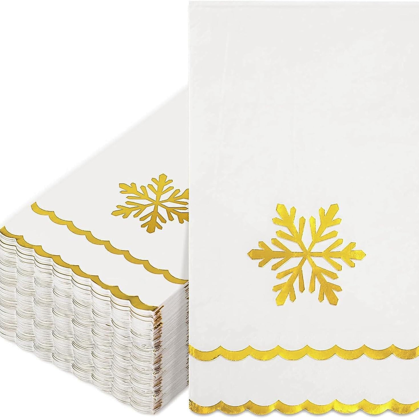 Gold Snowflake Scalloped Napkins