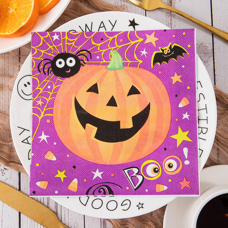 Halloween BOO Pumpkin Purple Napkins