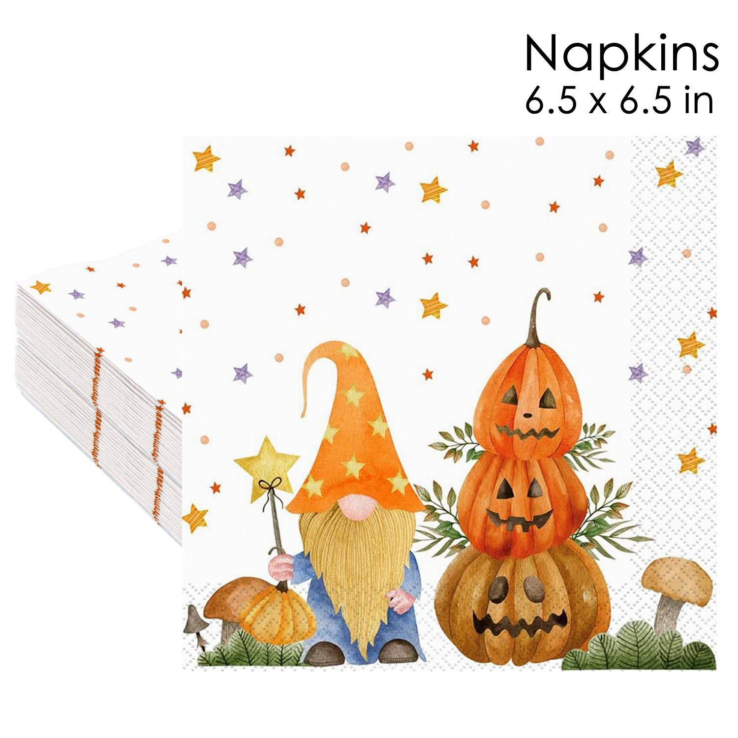 Halloween Gnome Pumpkin Star Napkins