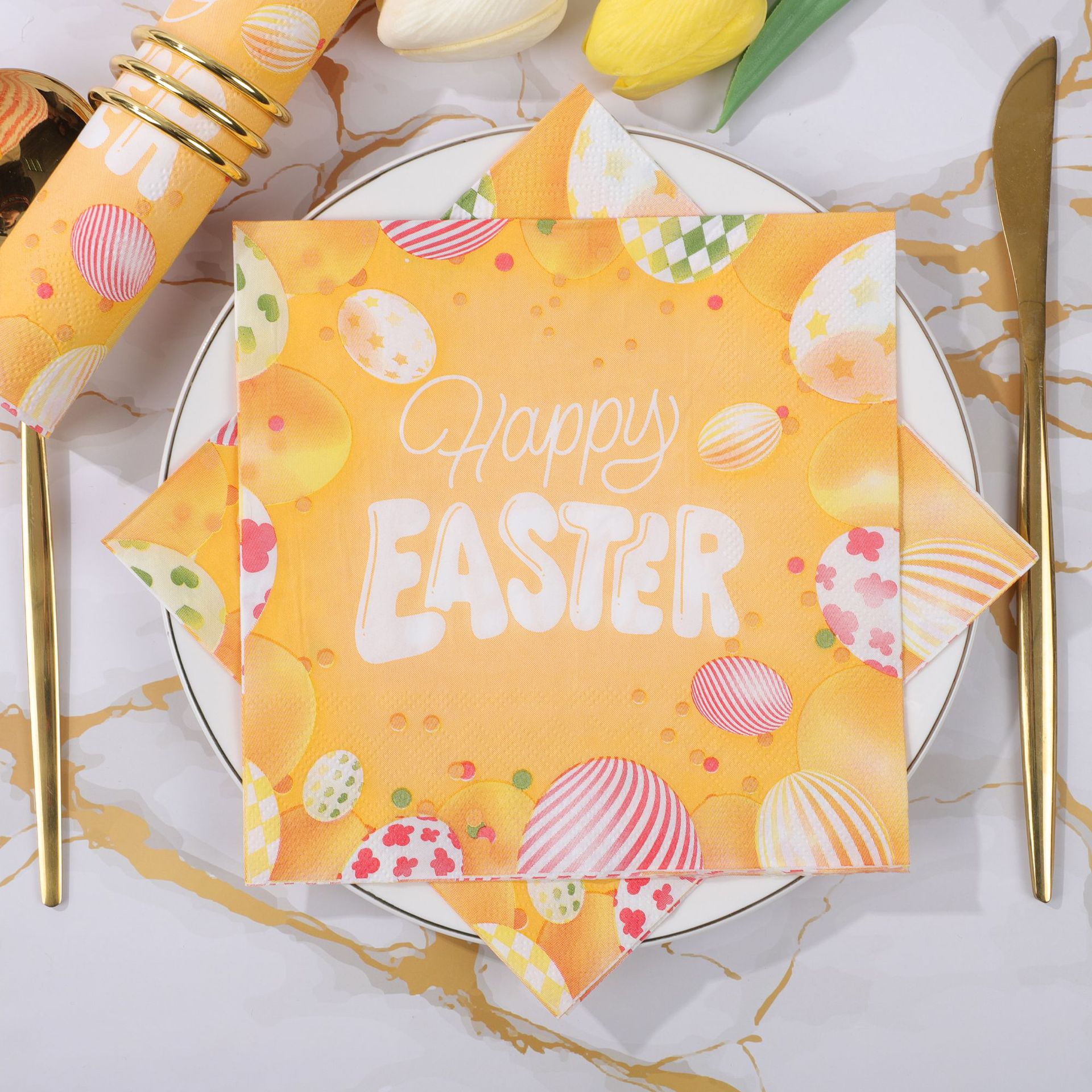 Happy Easter Orange Eggs Napkins