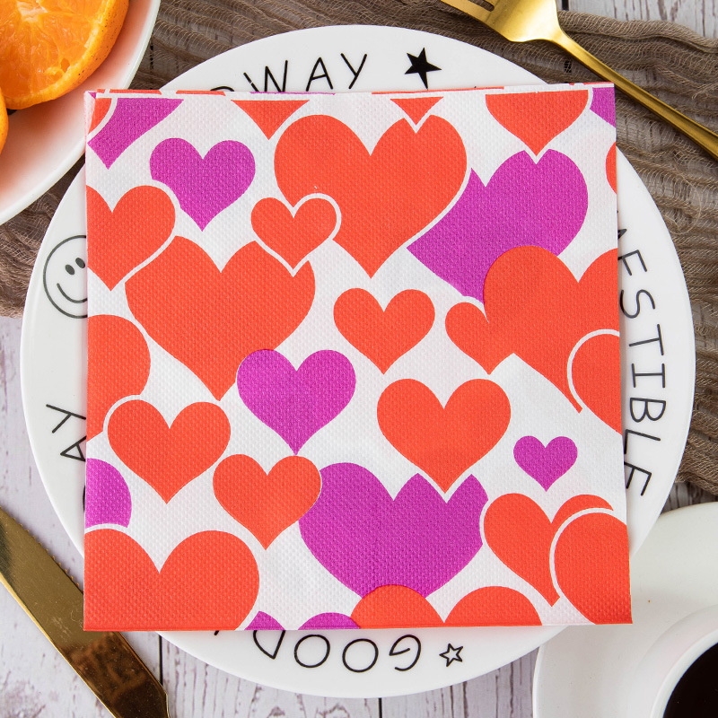 Hearts Pink Red Napkins