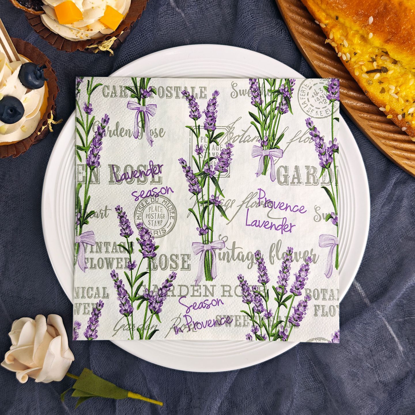 Lavender Provence Vintage Postage Napkins