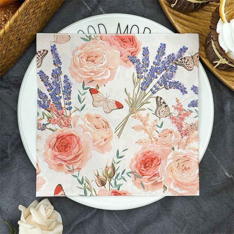 Lavender Roses & Butterflies Napkins