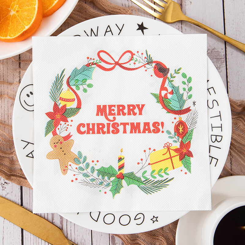 Merry Christmas Wreath Napkins