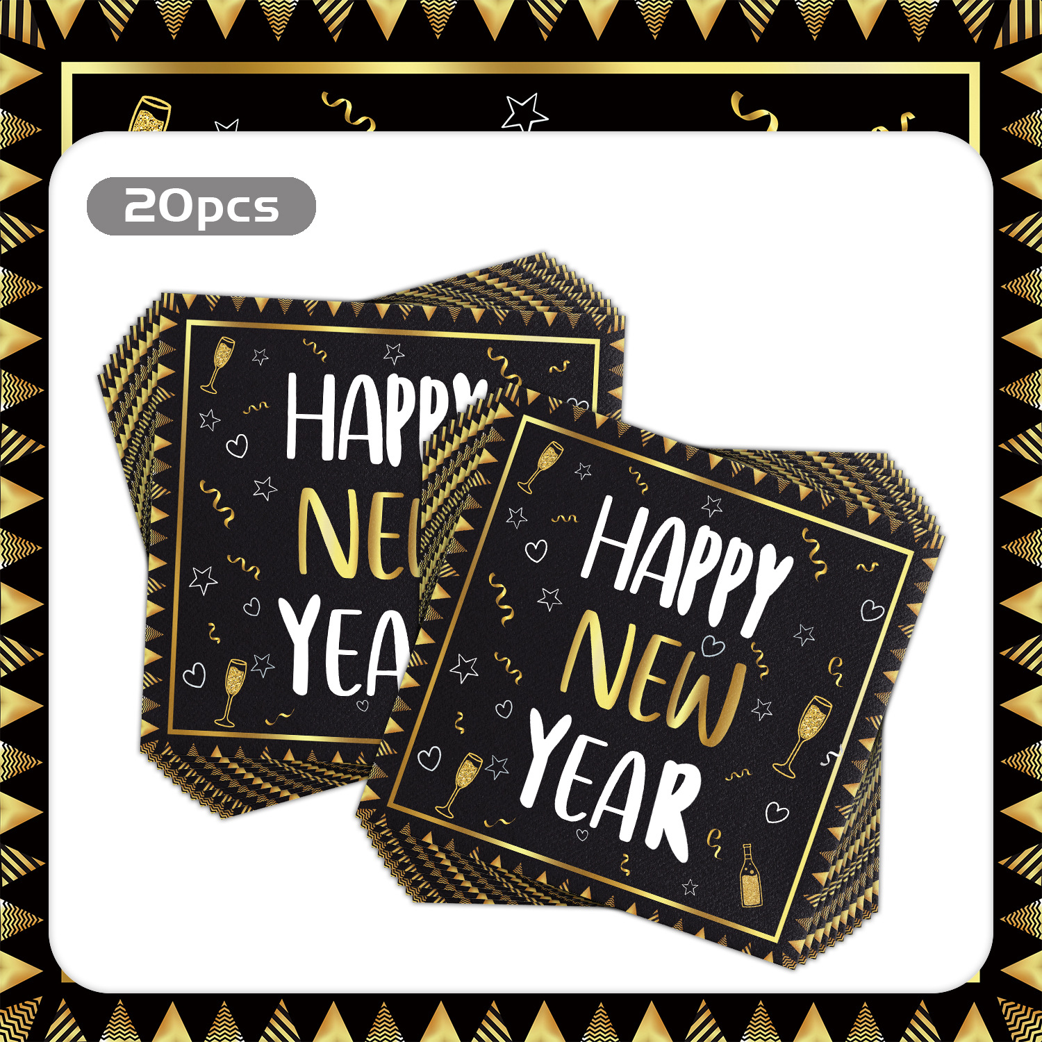New Year Black & Gold Napkins