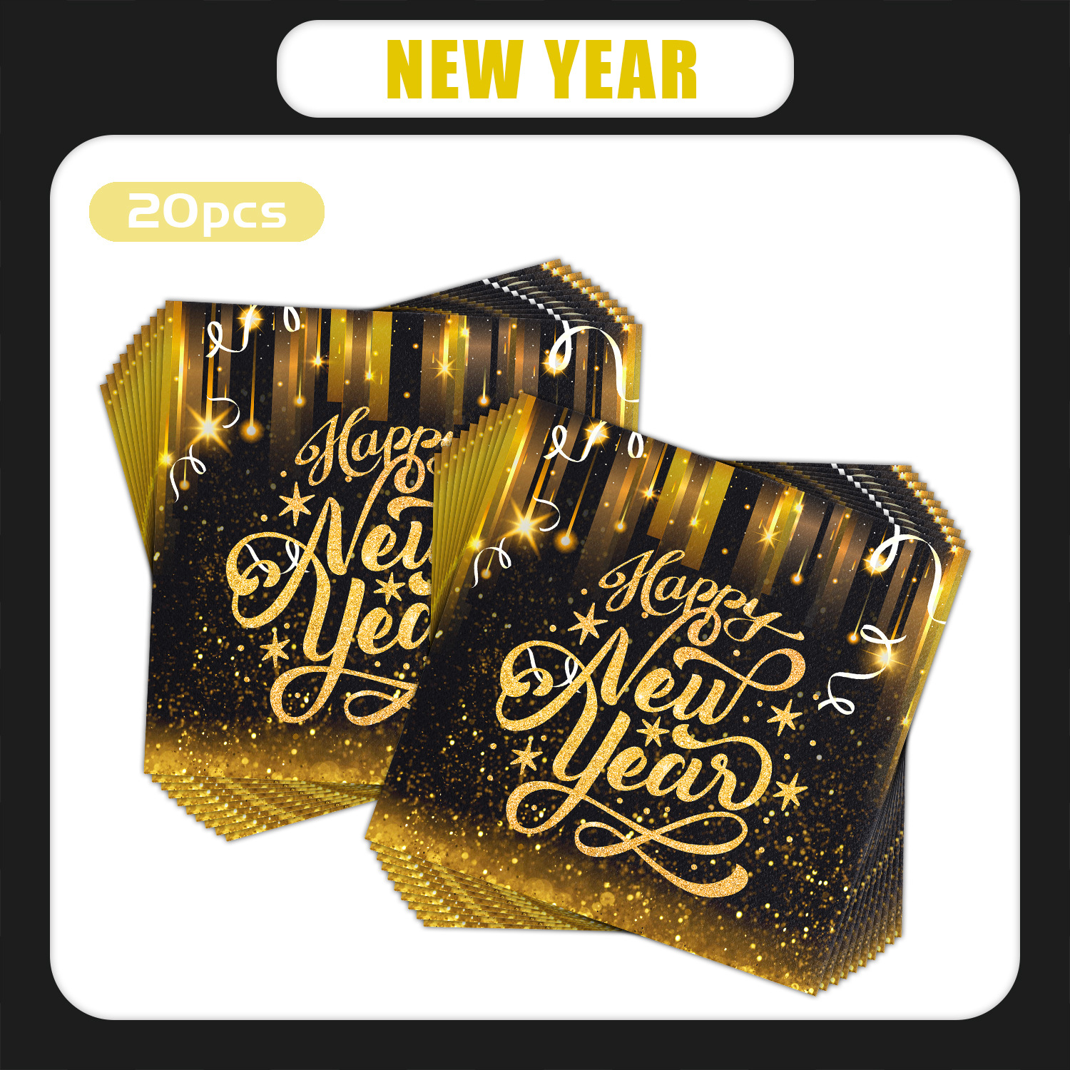 New Year Gold Glitter Napkins