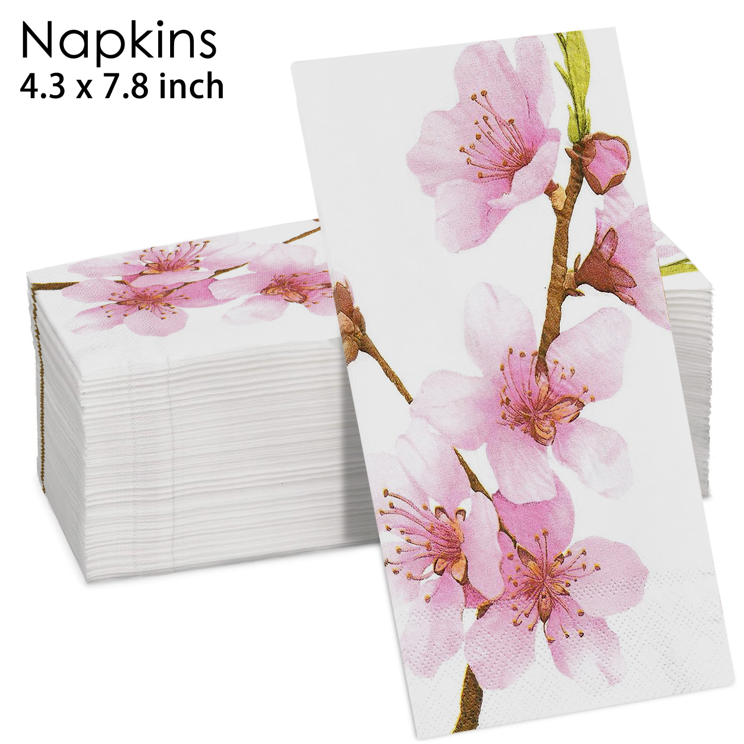 Pink Cherry Blossom Floral Napkins