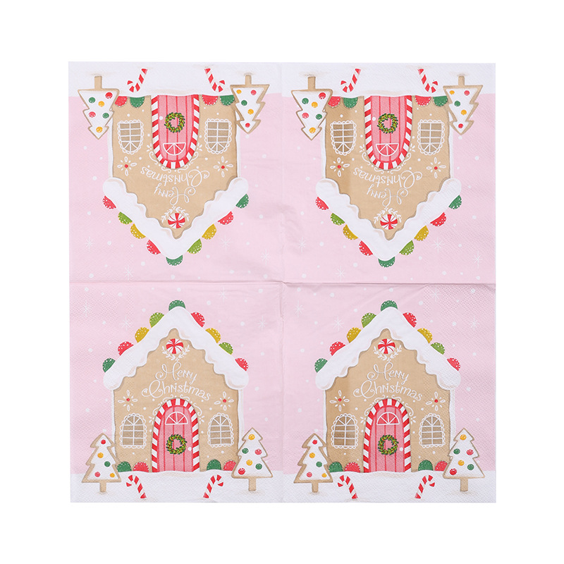 Pink Gingerbread House Napkins