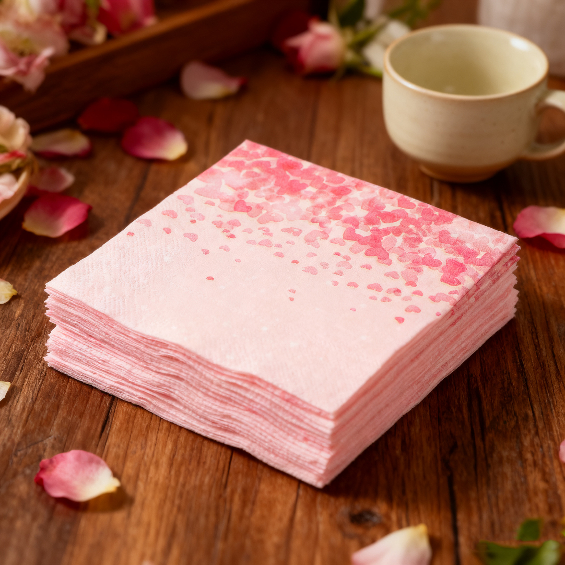 Pink Heart Confetti Stack Napkins