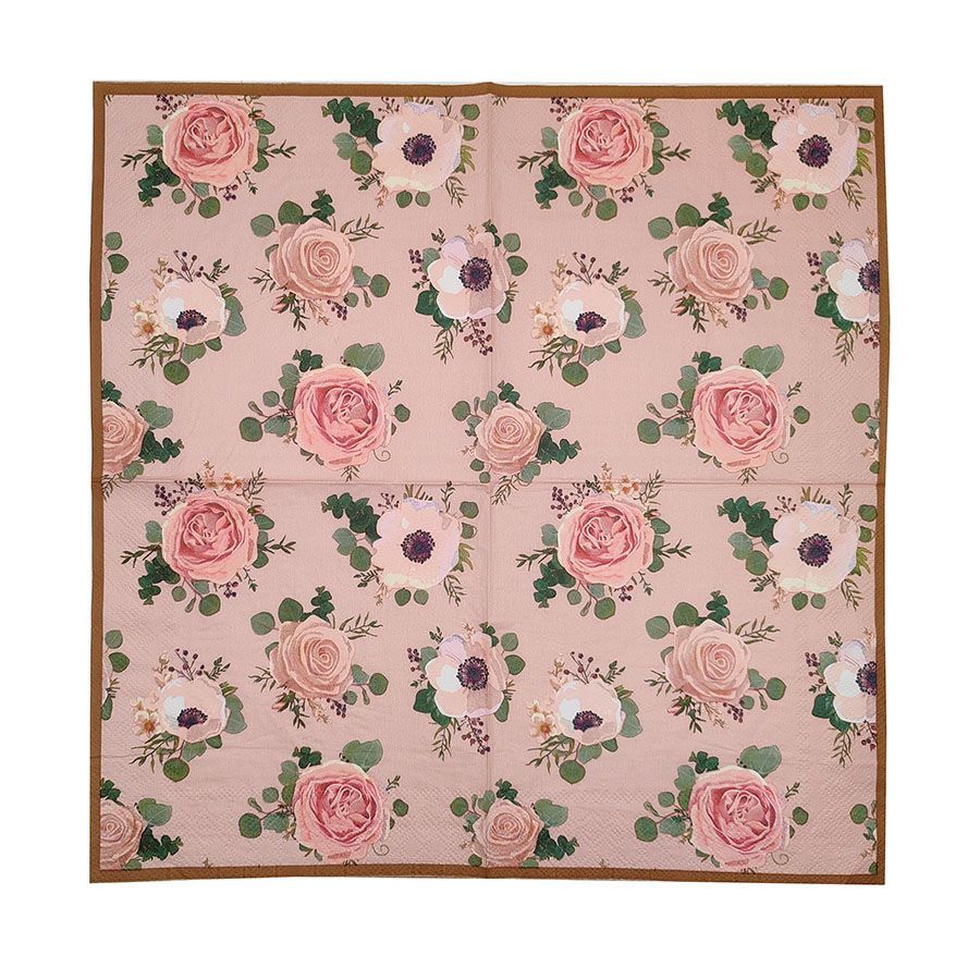 Pink Rose & Anemone Pattern Napkins