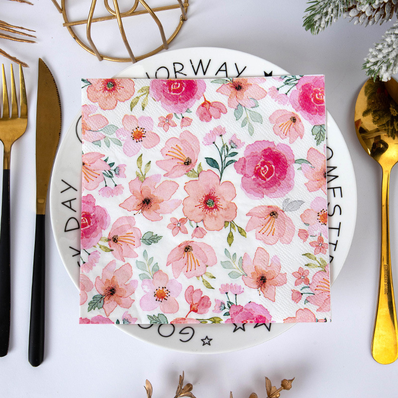 Pink Watercolor Blossom Napkins