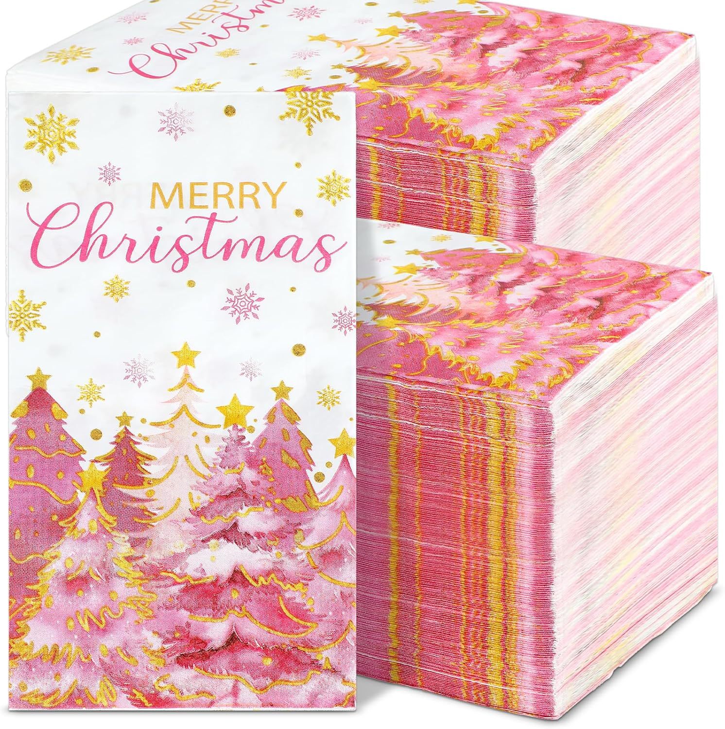 Pink Watercolor Christmas Napkins