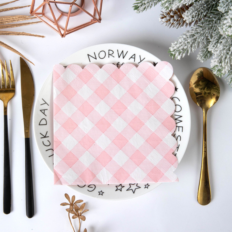 Pink White Gingham Napkins