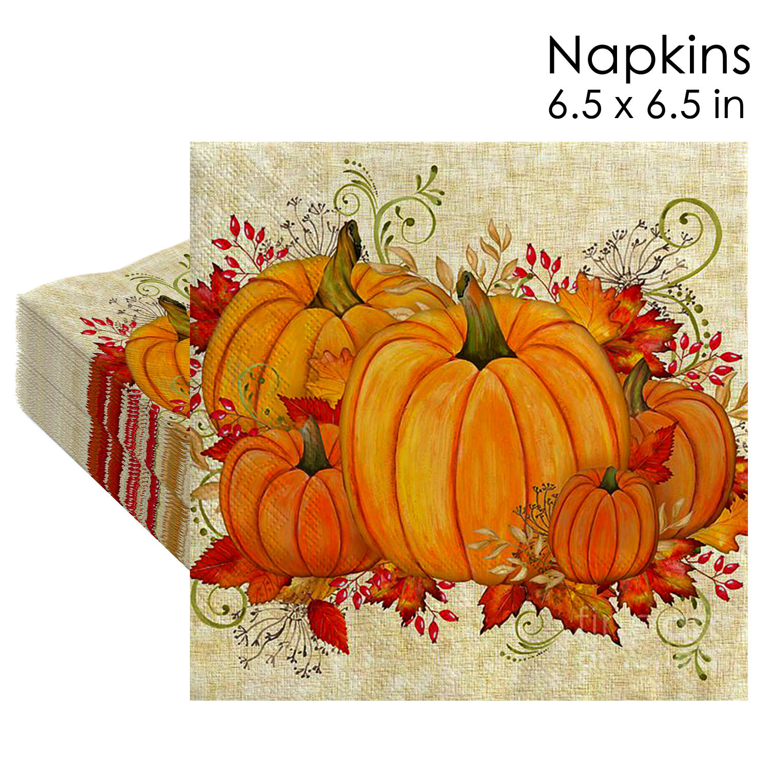 Pumpkin Burlap Fall Harvest Napkins