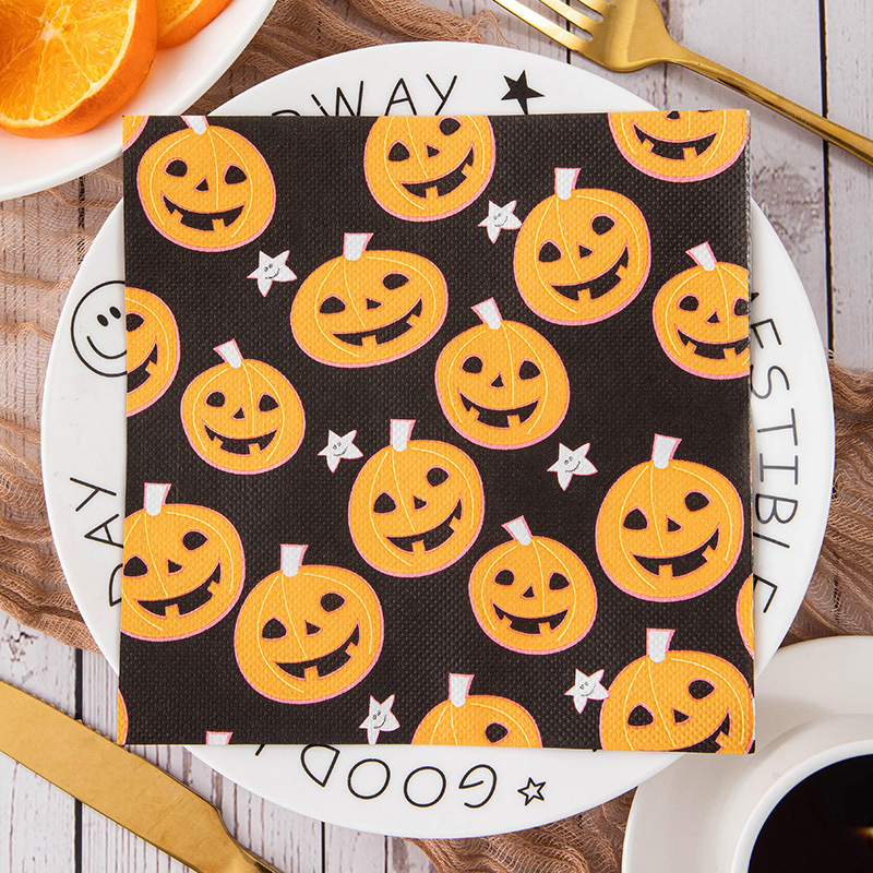 Pumpkins Jackolantern Black Napkins
