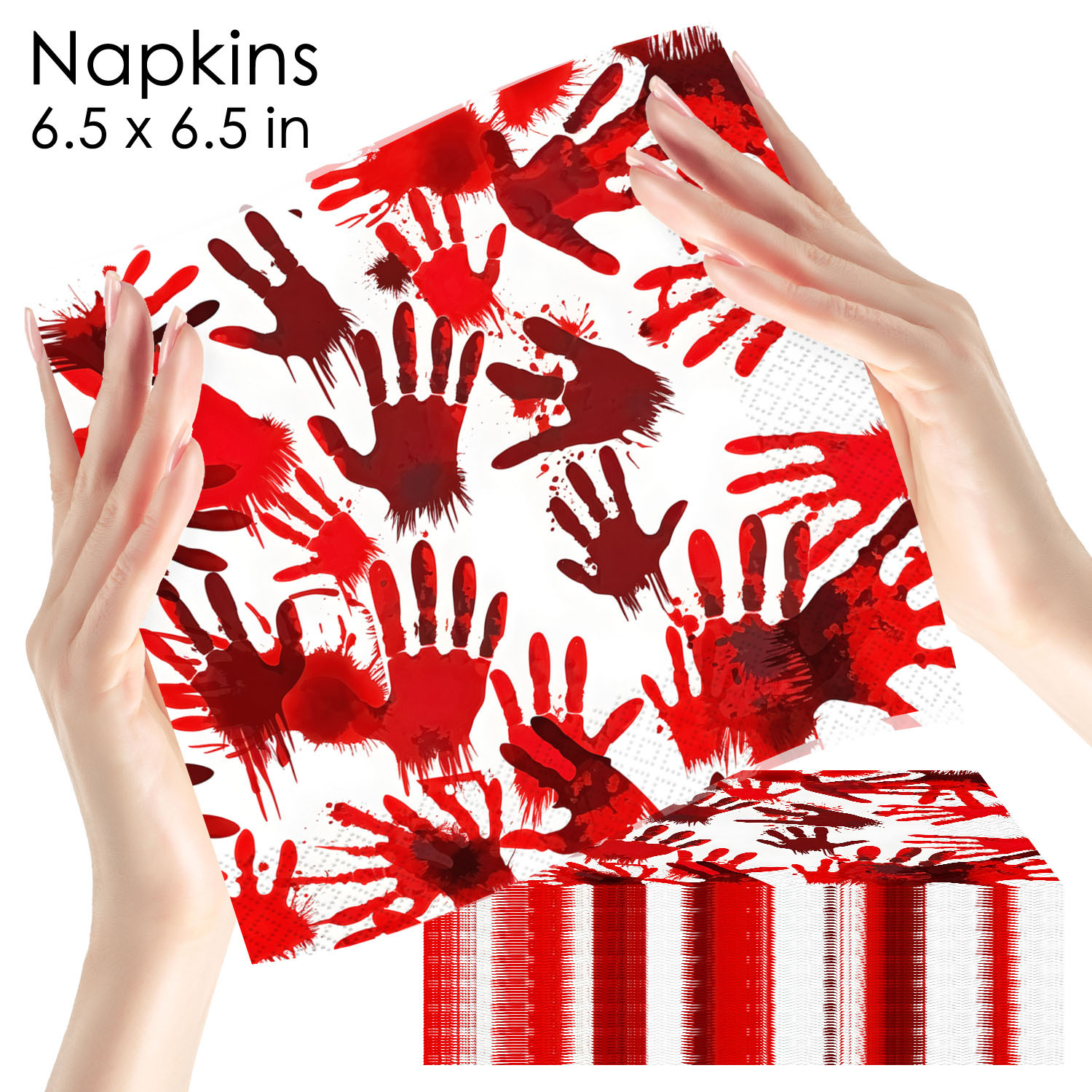 Red Bloody Handprint Halloween Napkins
