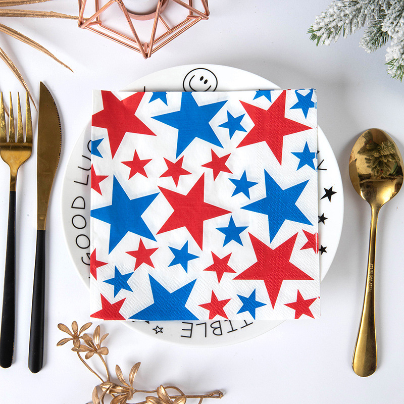 Red Blue Stars Napkins