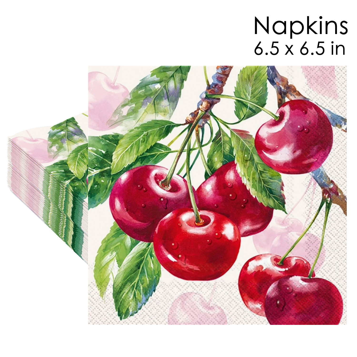 Red Cherry Fruit Watercolor Napkins