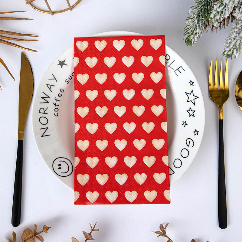 Red Cream Hearts Napkins