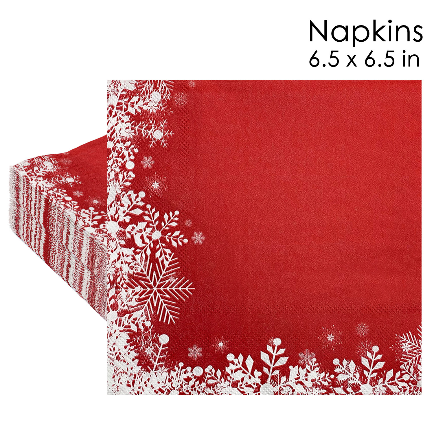 Red Snowflake Border Christmas Napkins