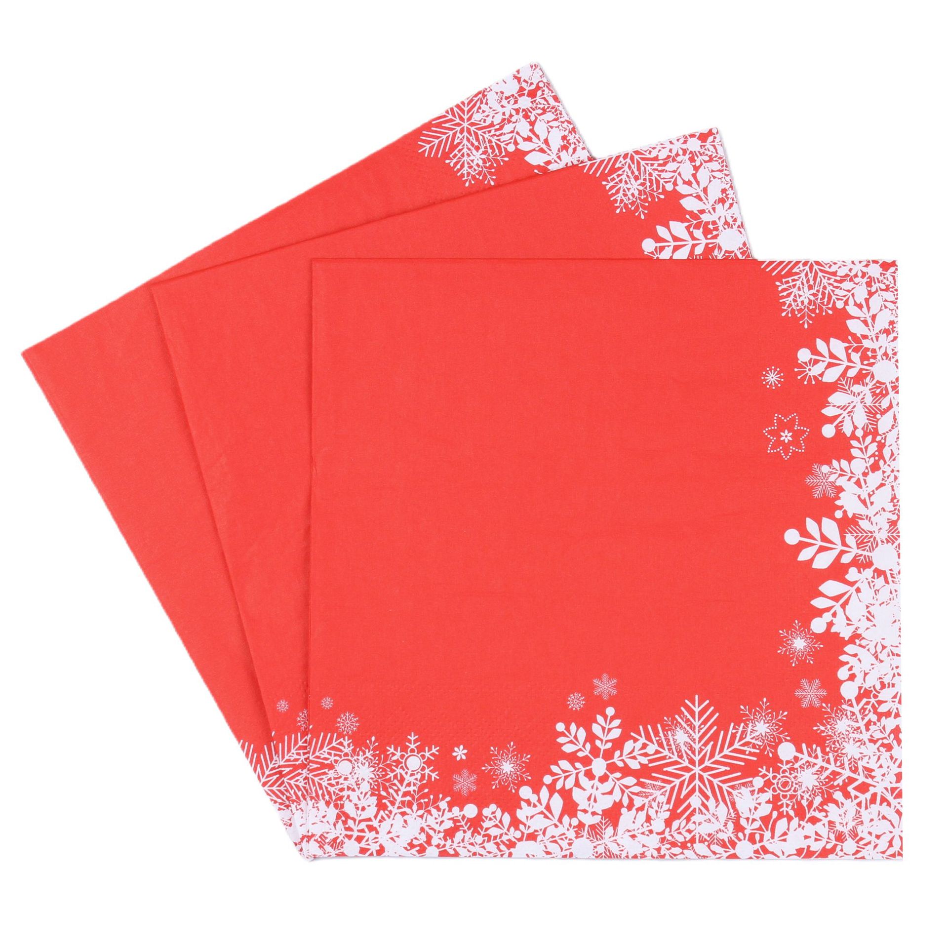 Red Snowflake Border Napkins