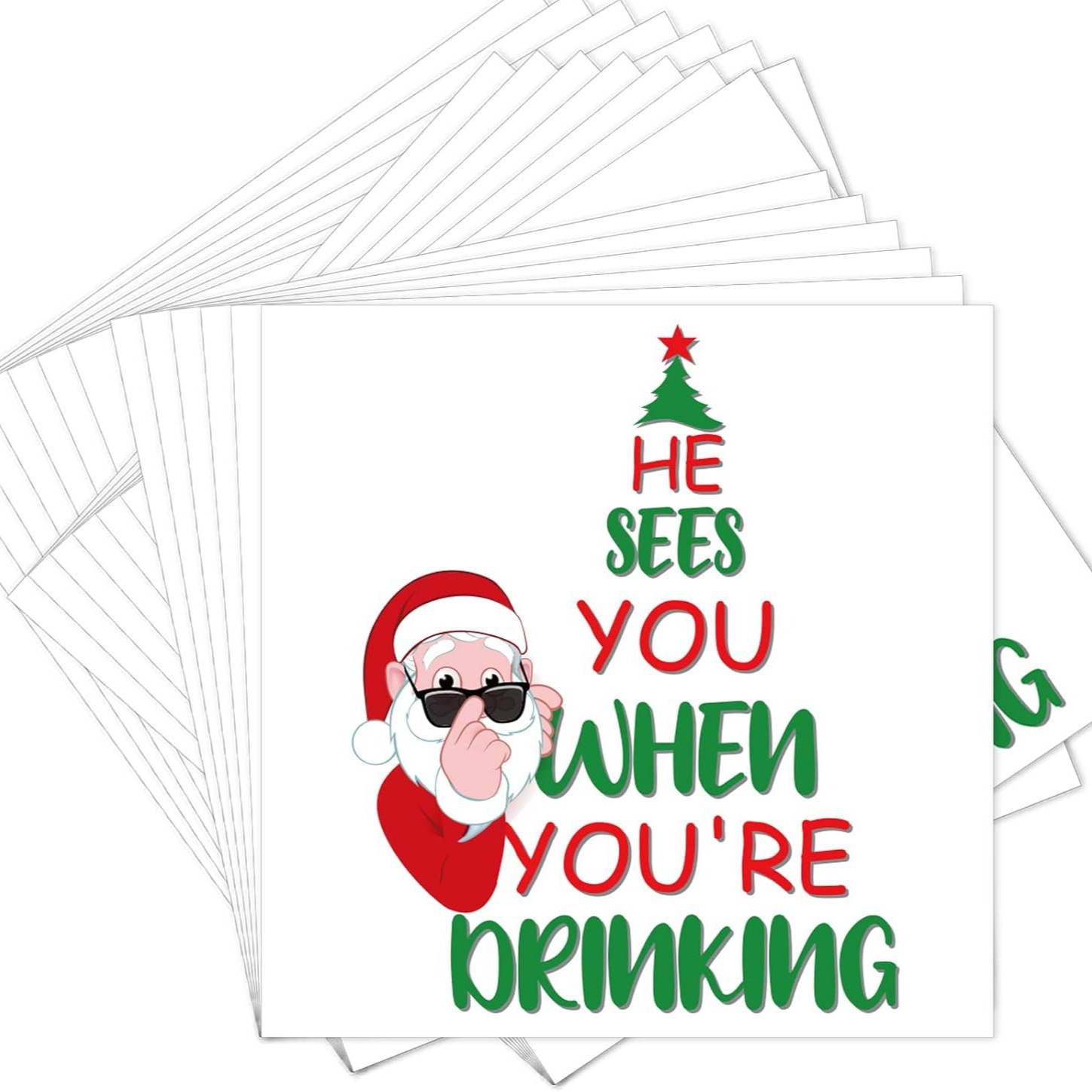 Santa Sees You Drinking Napkins
