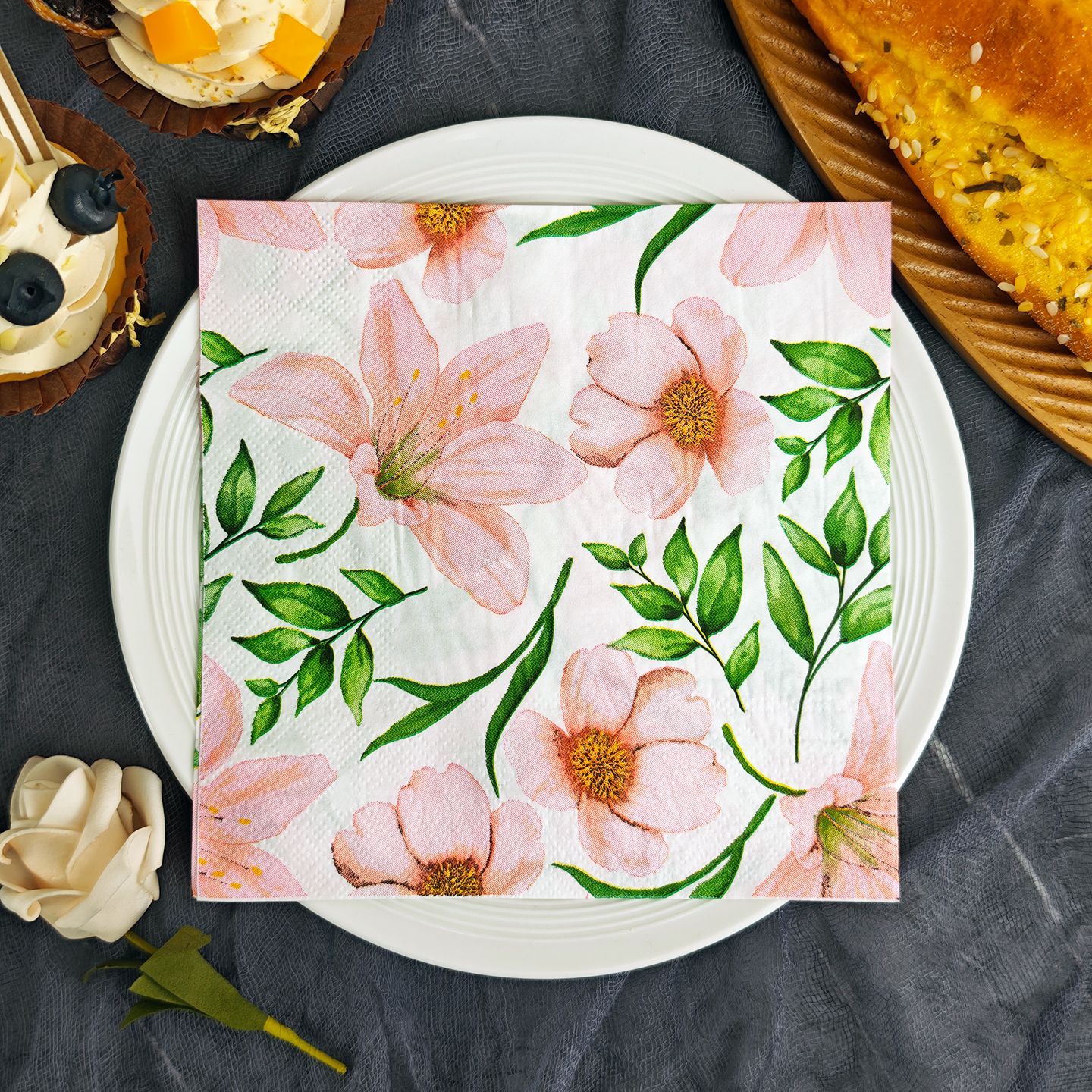 Soft Pink Watercolor Blossom Napkins